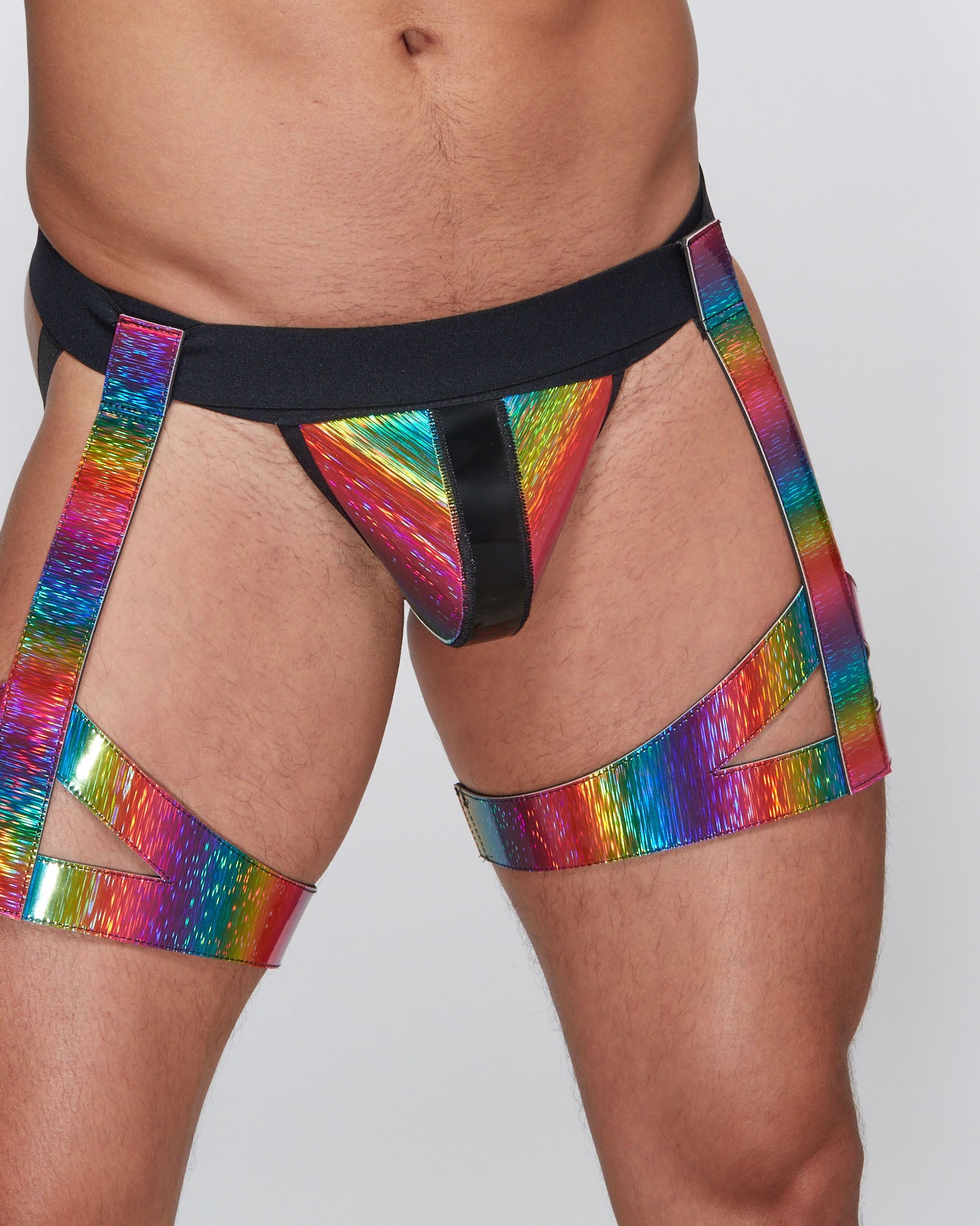 Garters - Cut Out Thighster/Rainbow Hologram