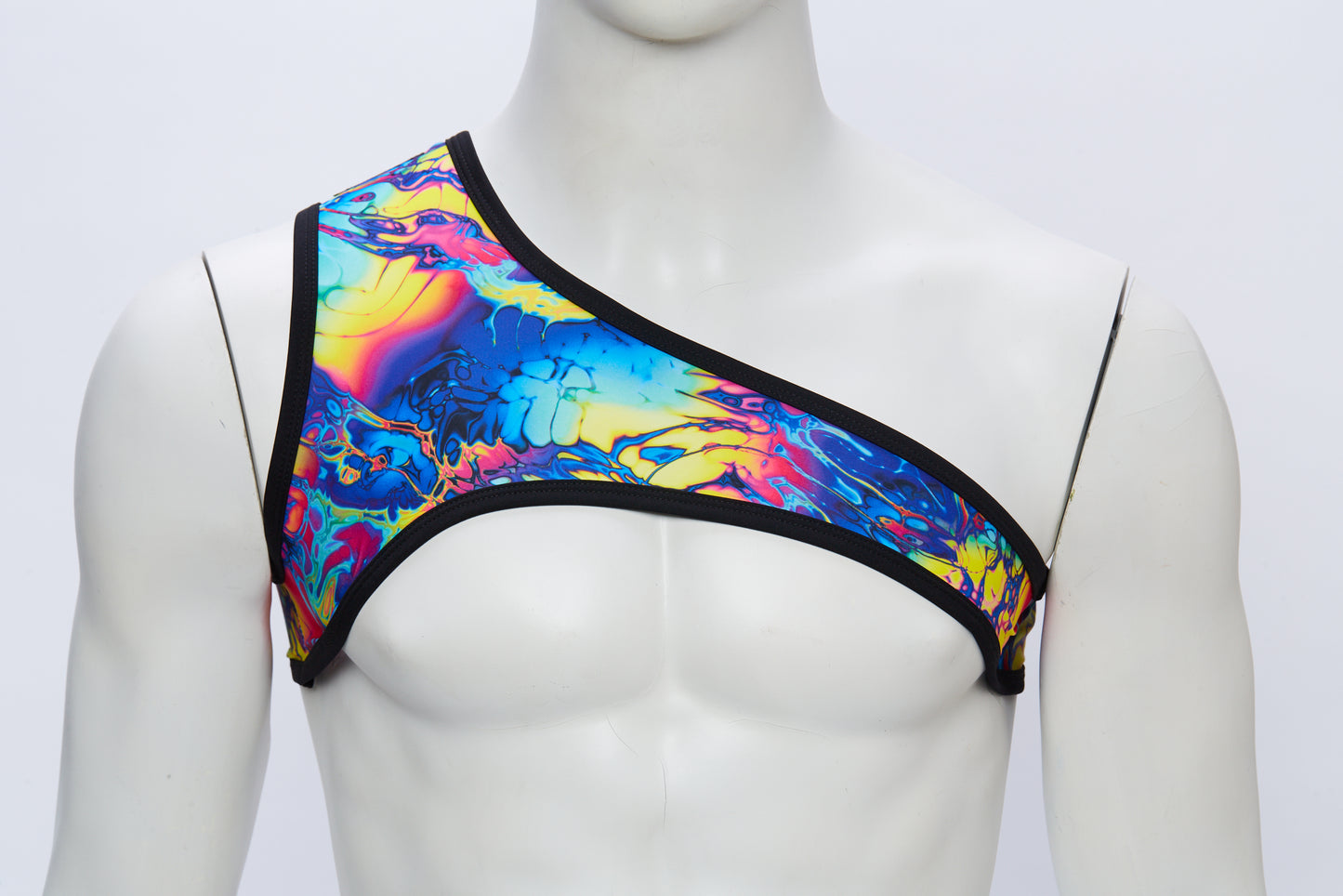 Men's Asymmetrical Harness- Rainbow Swirl