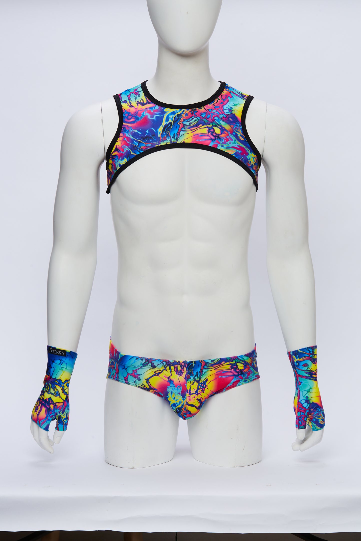 Men's Cropped Harness- Rainbow Swirl