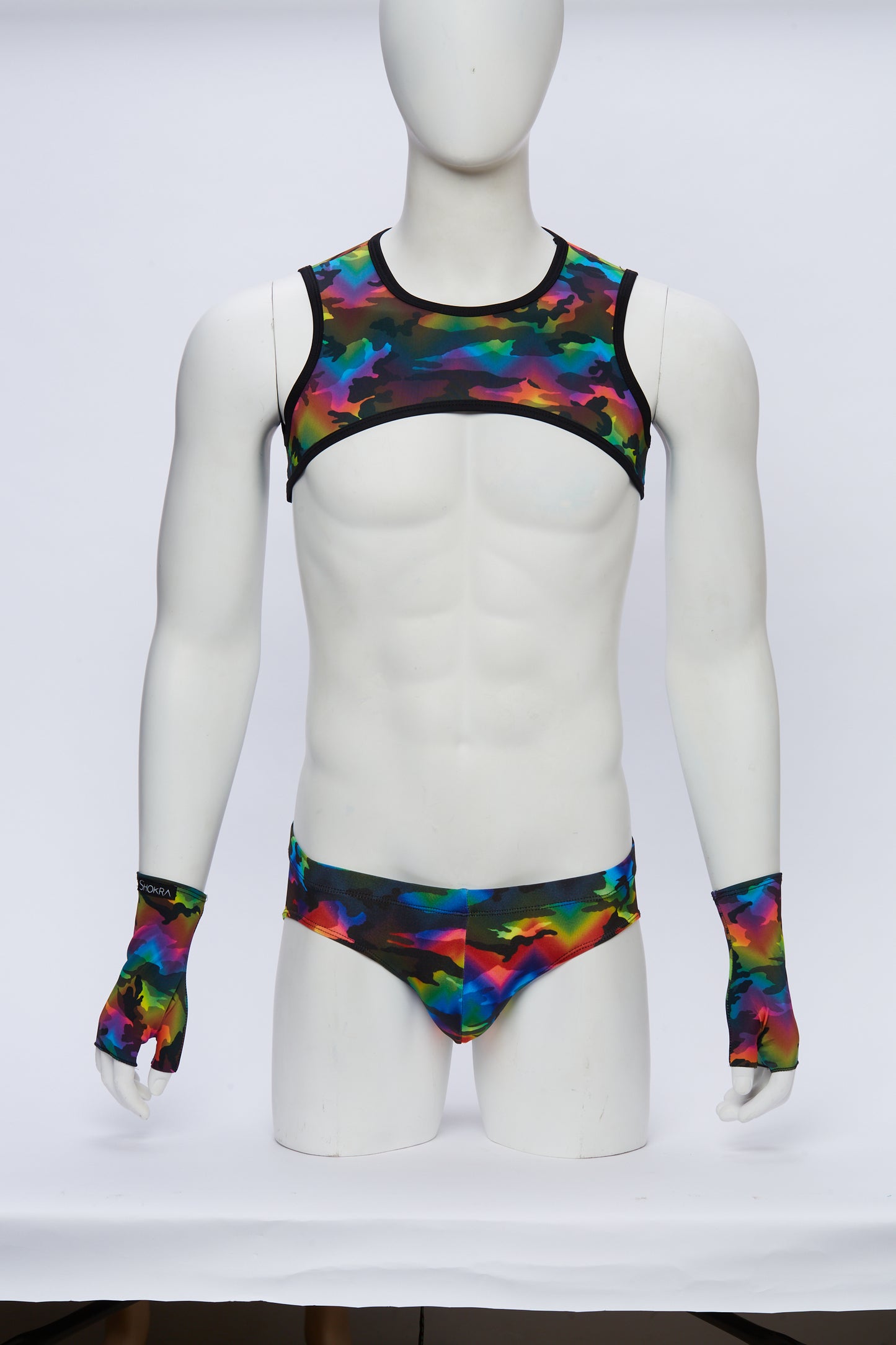 Men's Cropped Harness- Rainbow Camouflage