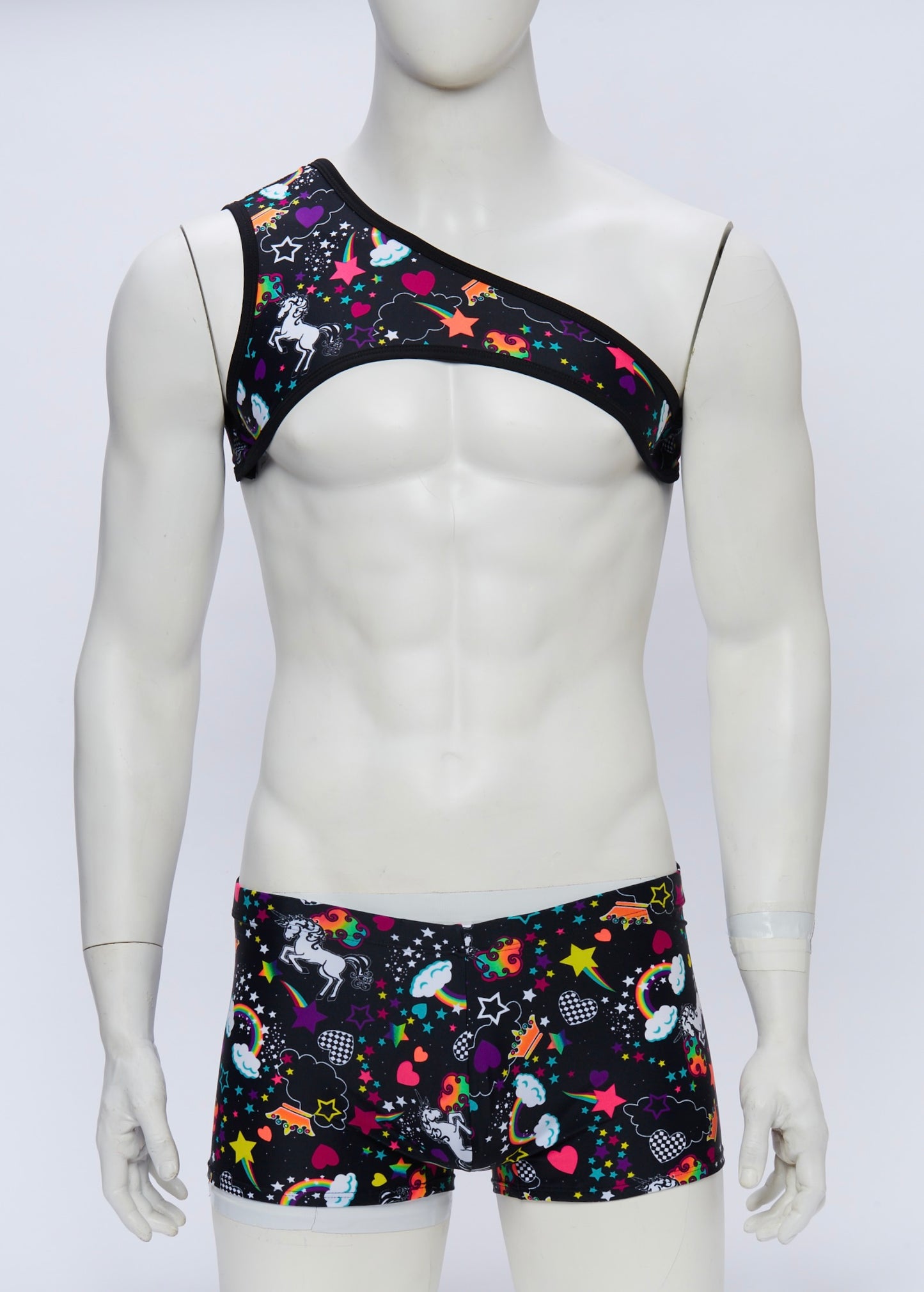 Rainbow Unicorn Asymmetrical Crop with Square Cut Brief