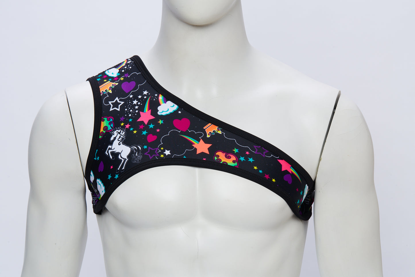 Men's Asymmetrical Harness- Rainbow Unicorn