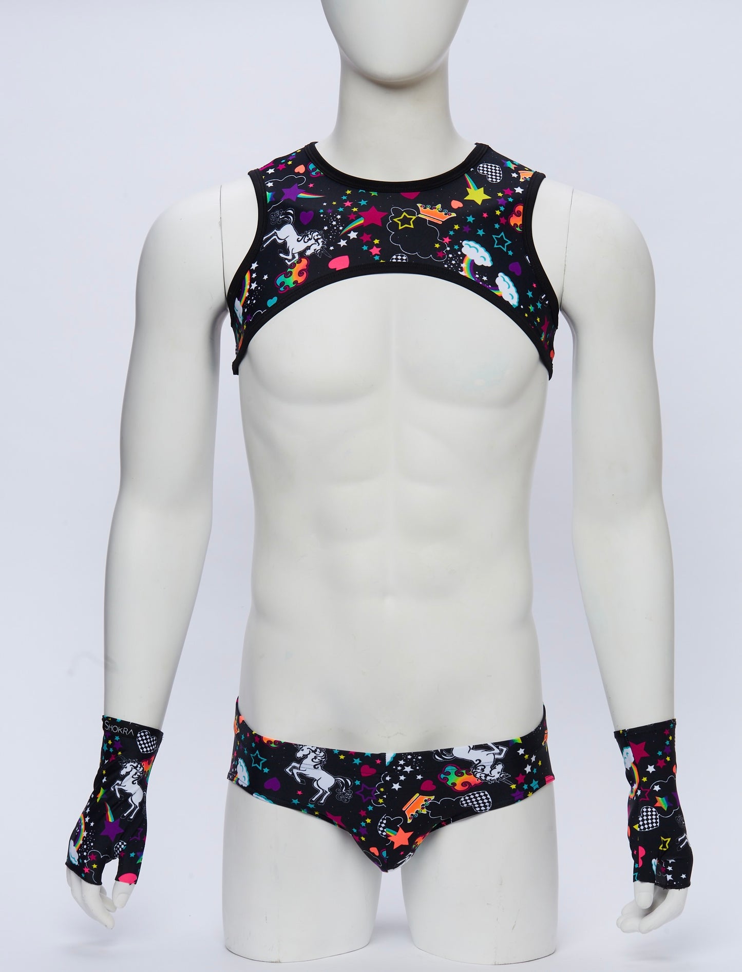 Rainbow Unicorn Cropped Harness with Briefs and Gloves