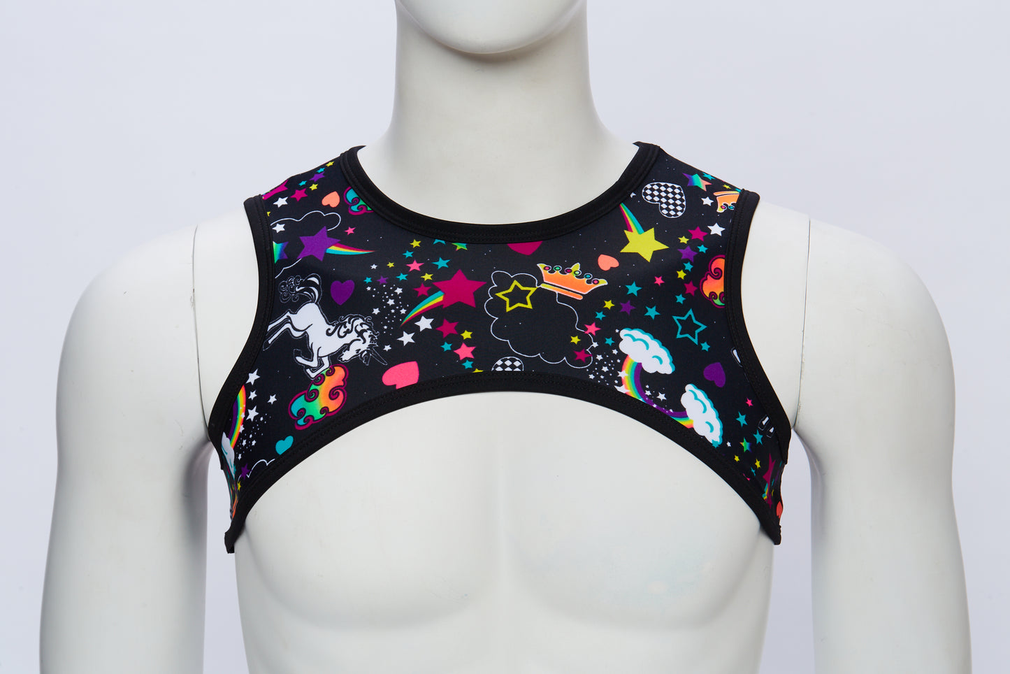 Men's Cropped Harness- Rainbow Unicorn