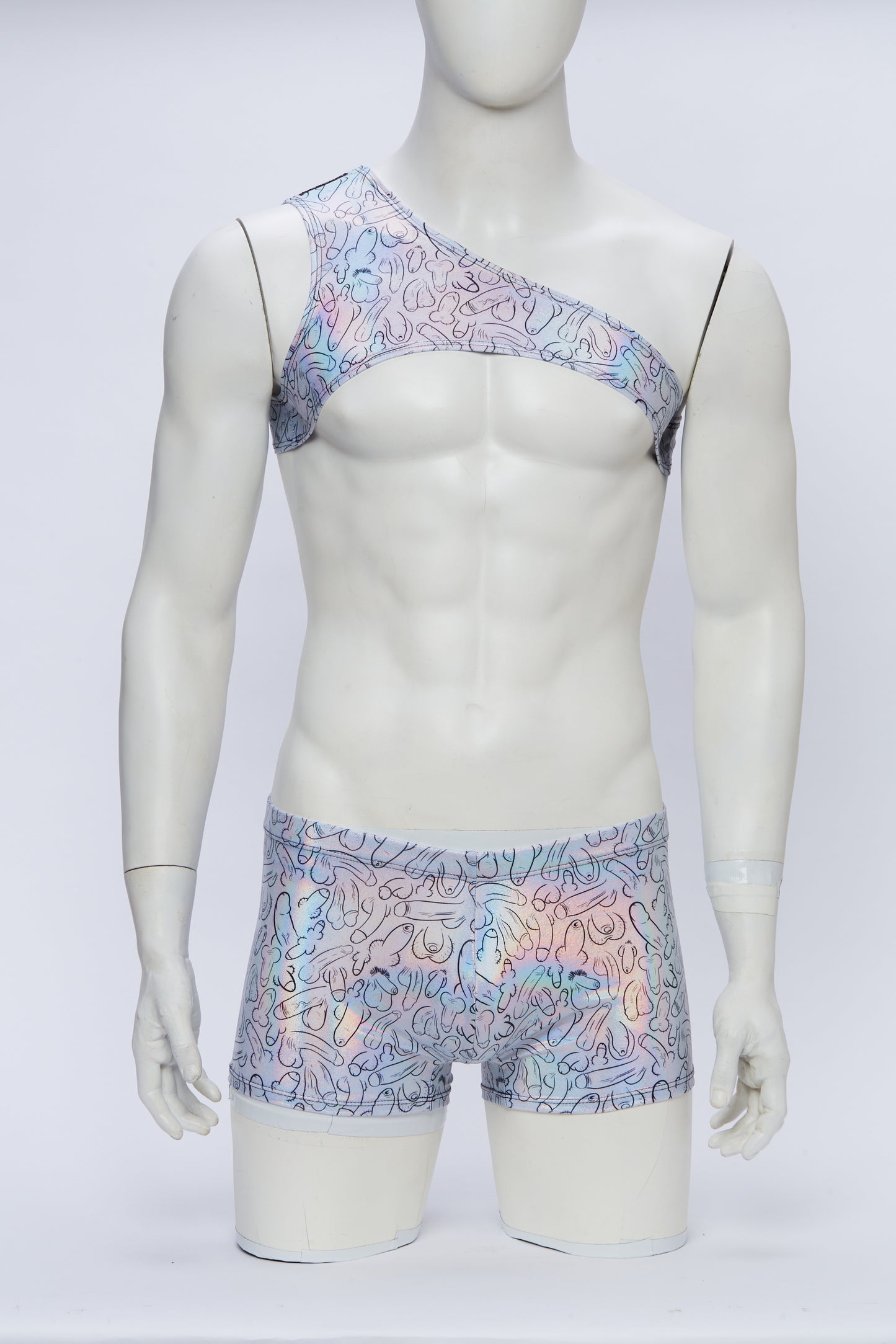 Weiner Fest Asymmetrical Harness with Square Cut Brief