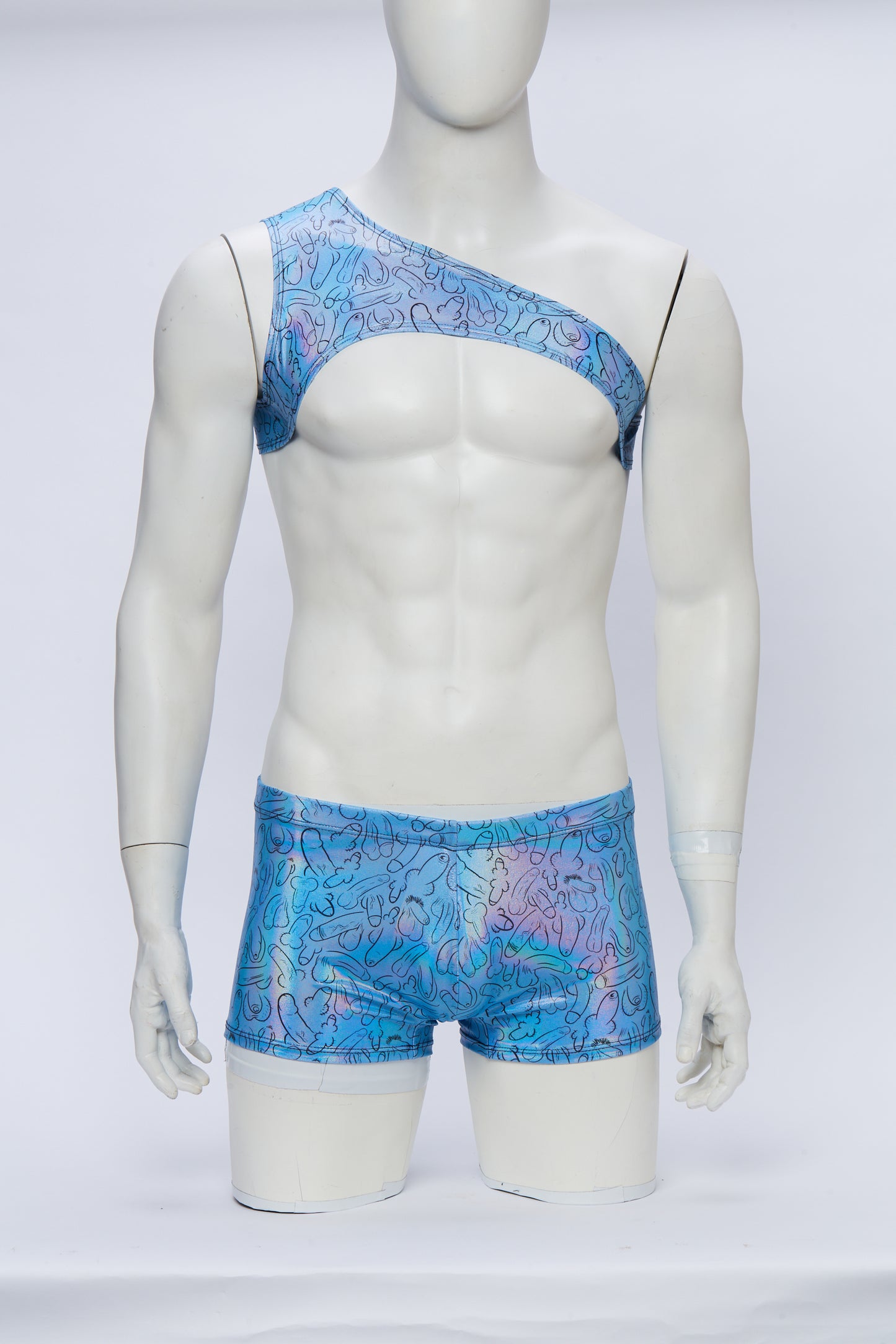 Weiner Fest Asymmetrical Harness with Square Cut Brief