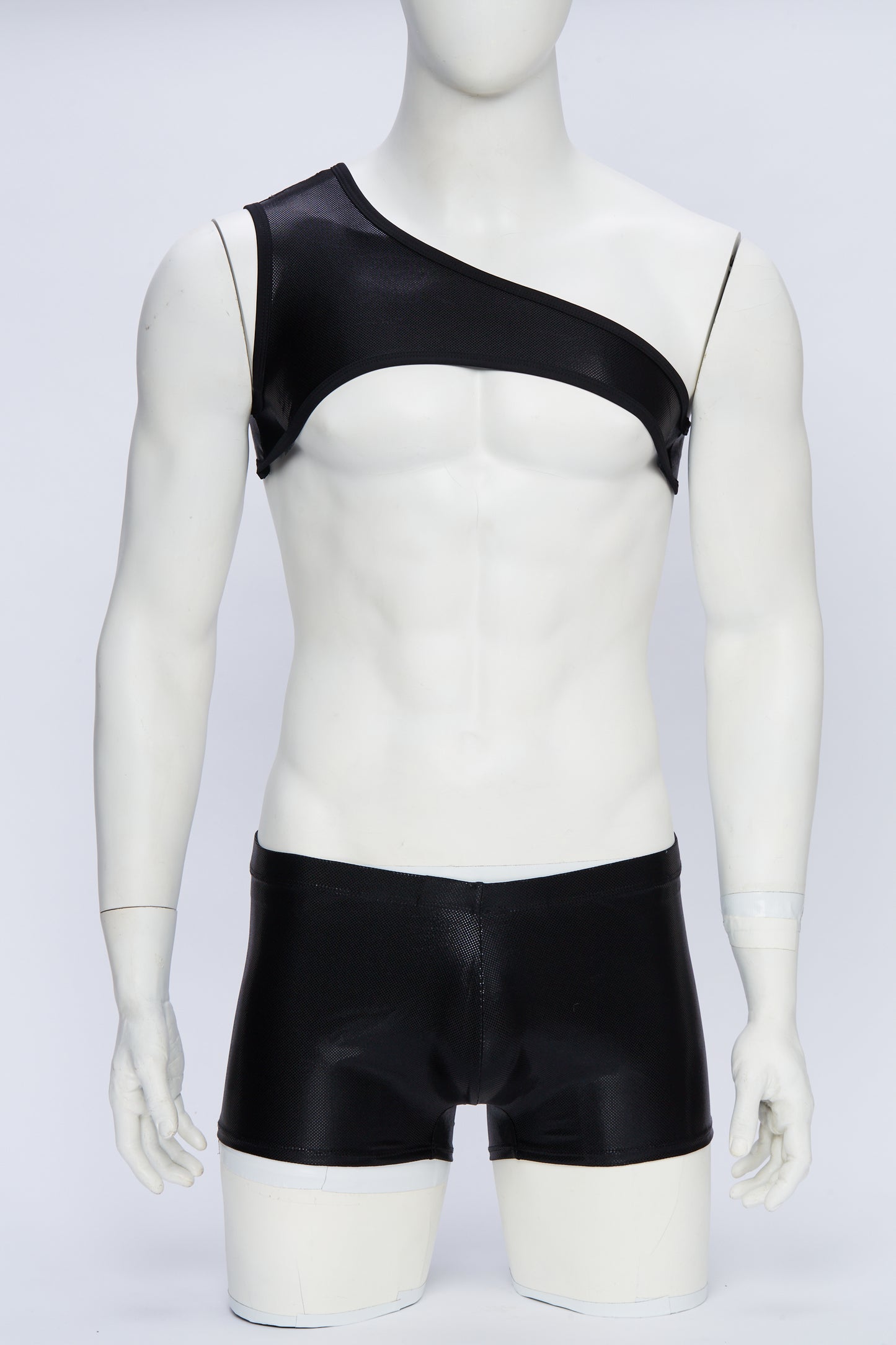 Men's Asymmetrical Harness- Wet Black