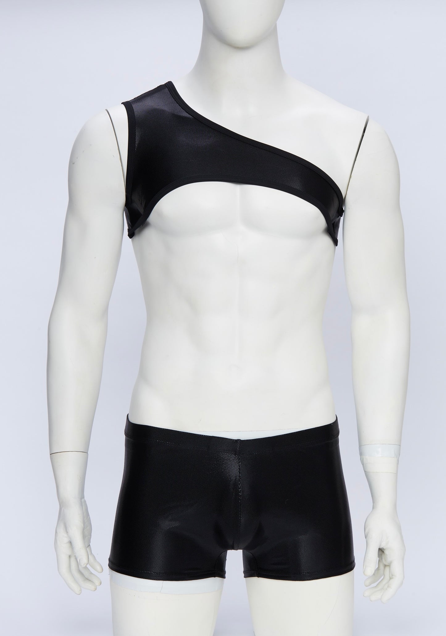 Wet Black Asymmetrical Crop with Square Cut Brief