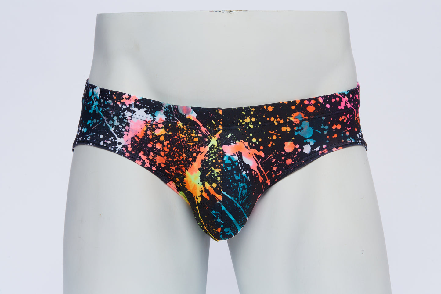 Men's Swim Brief- Neon Splatter