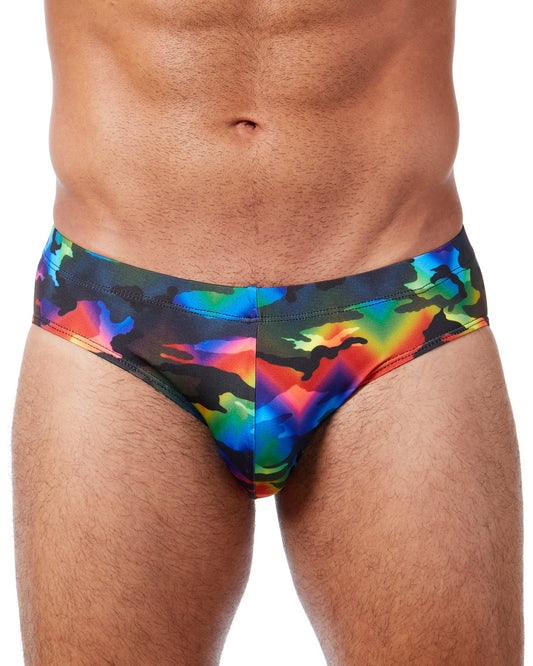 Men's Swim Brief- Rainbow Camouflage