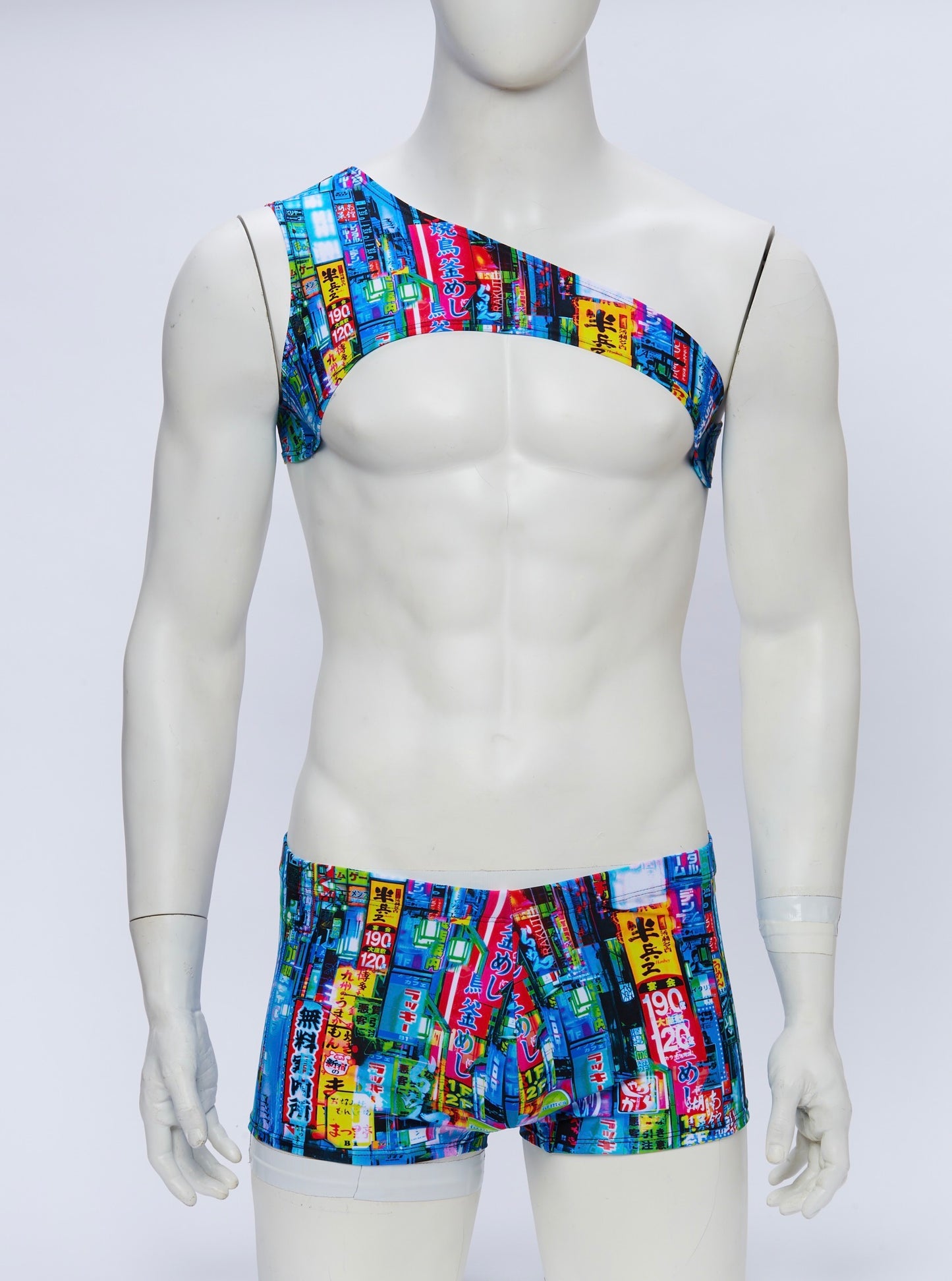 Tokyo Lights Asymmetrical Crop with Square Cut Brief