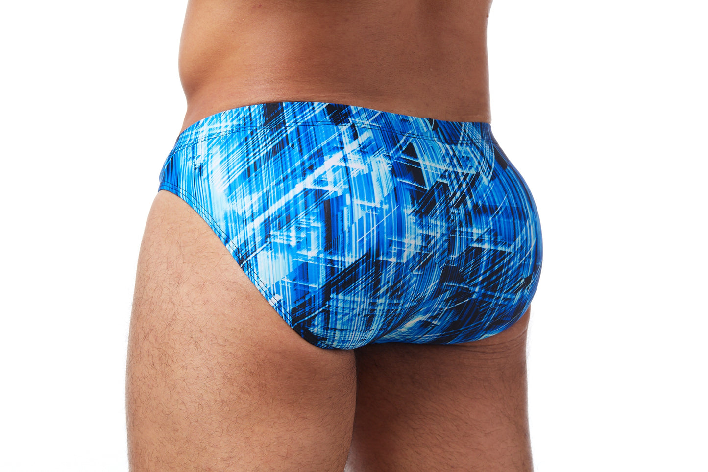 Men's Swim Brief- Blue Static