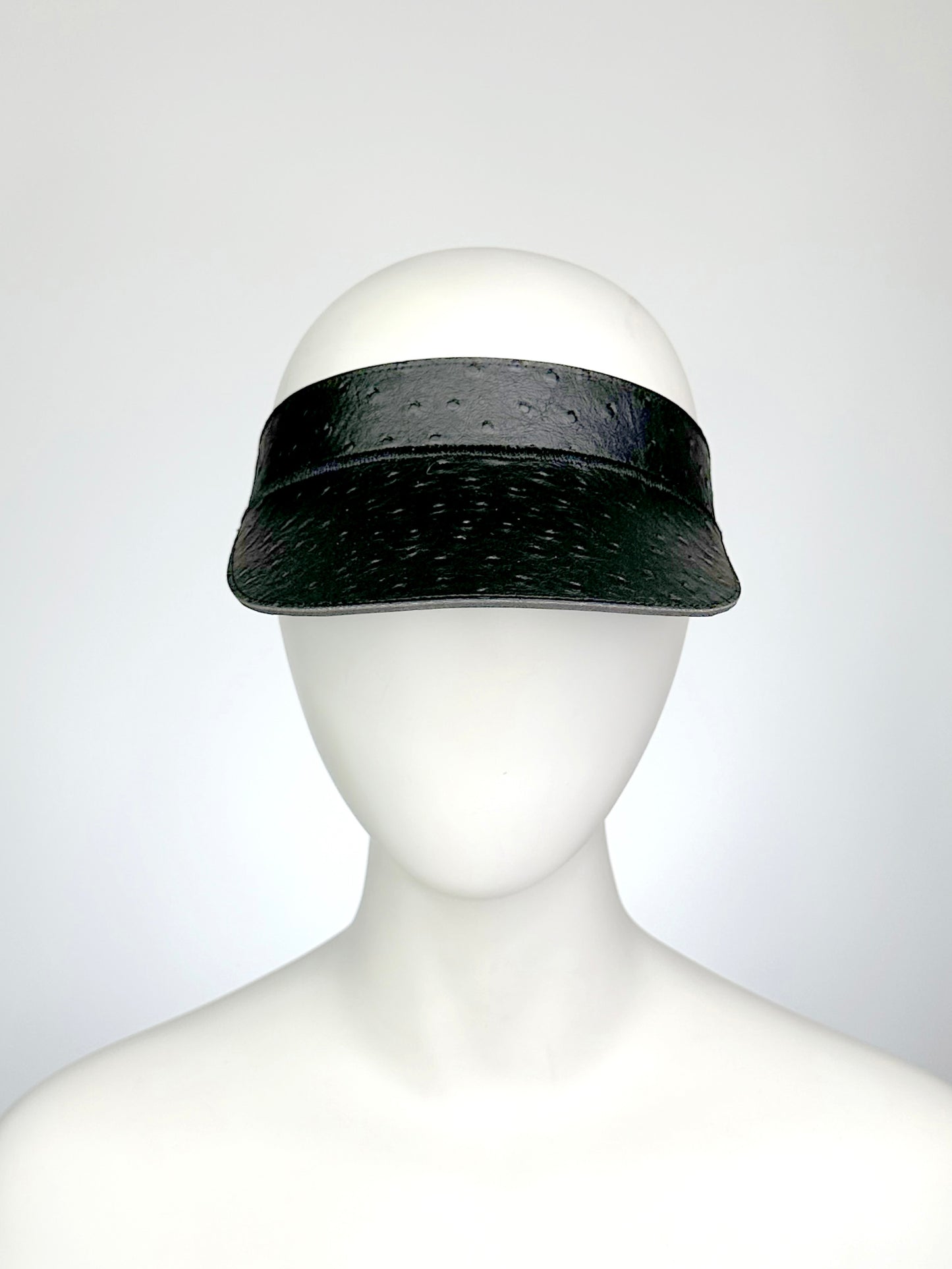 Black Faux Ostrich Visor