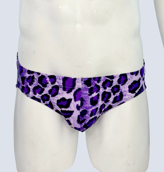 Men's Swim Brief- Purple Leopard
