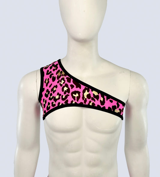 Men's Asymmetrical Harness- Pink Leopard