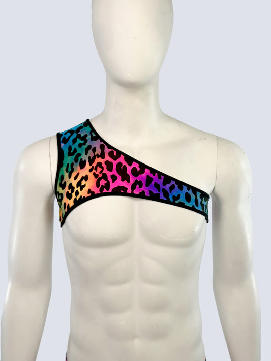 Men's Asymmetrical Harness- Rainbow Leopard
