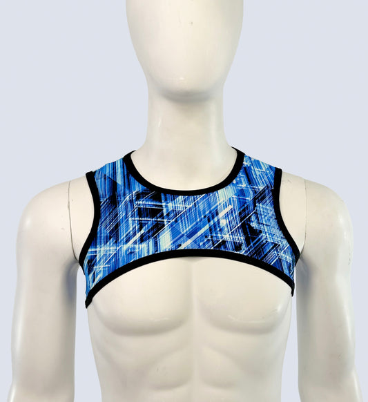 Men's Cropped Harness- Blue Static