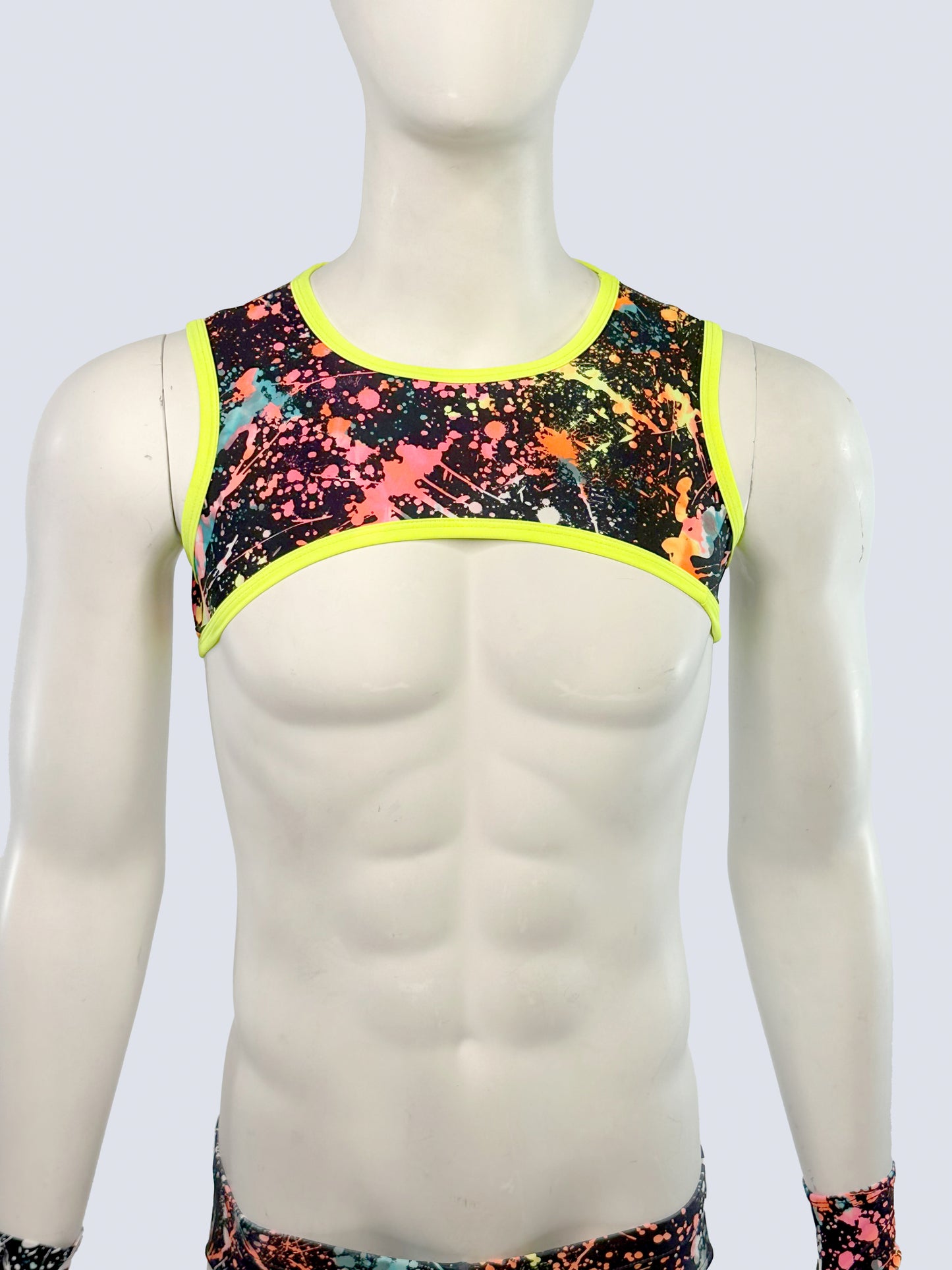 Men's Cropped Harness- Neon Splatter