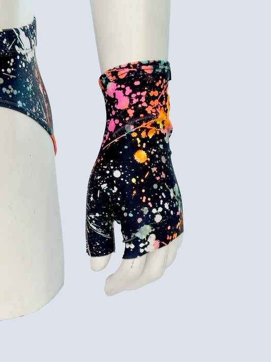 Fingerless Gloves- Neon Splatter