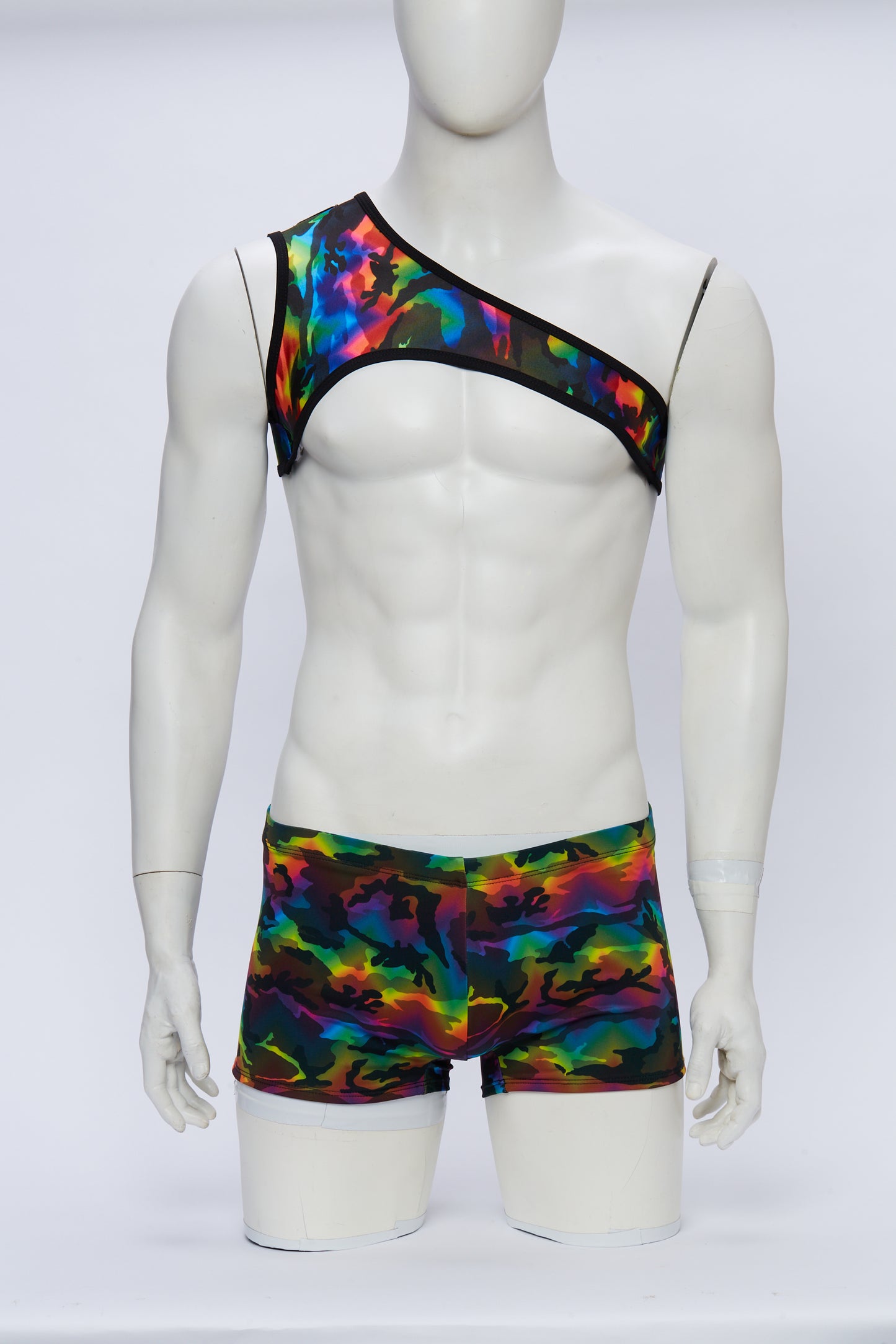 Men's Asymmetrical Harness- Rainbow Camouflage