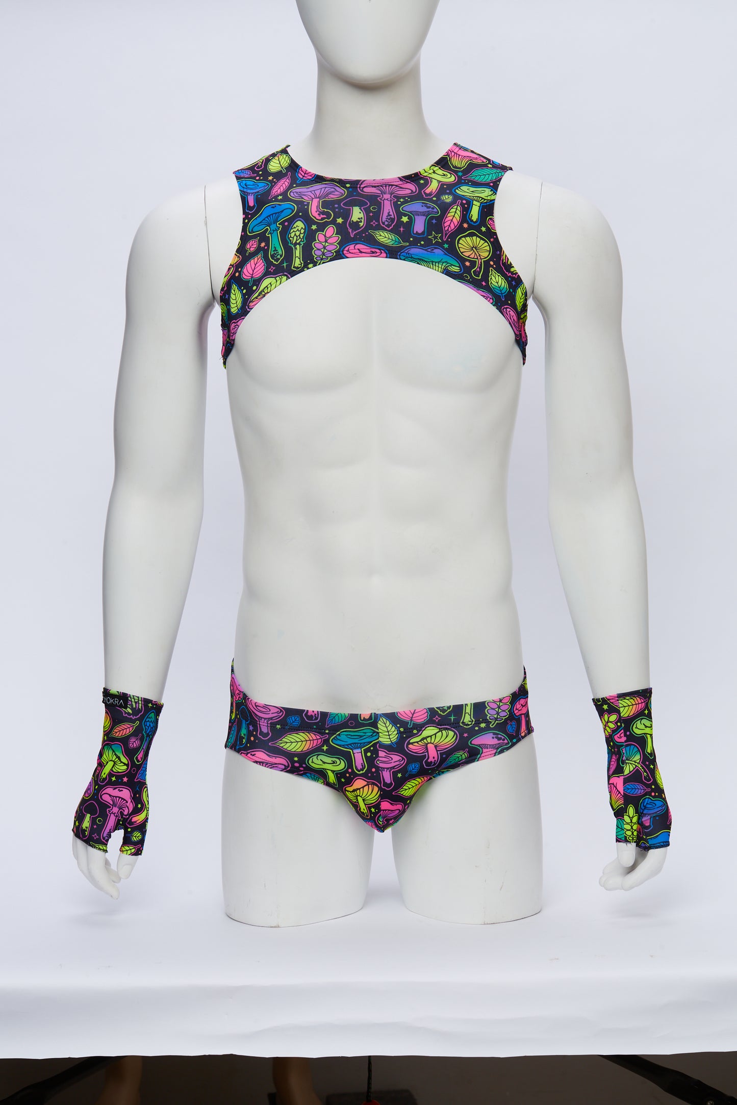 Men's Cropped Harness- Neon Mushroom