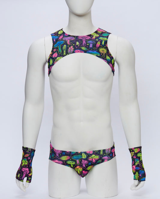 Mushroom Cropped Harness with Briefs and Gloves
