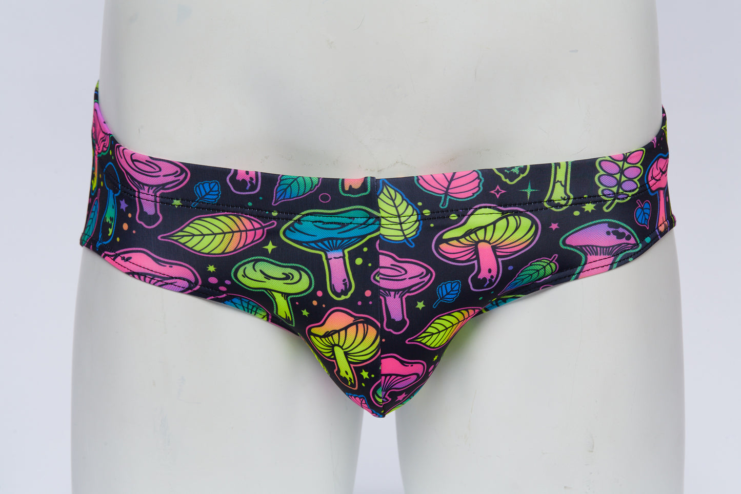 Men's Swim Brief- Neon Mushroom