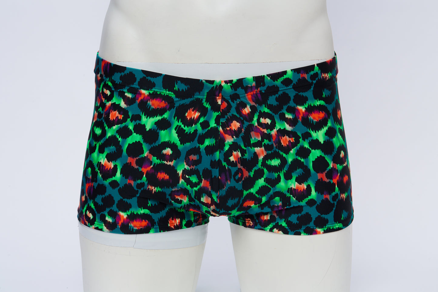 Men's Square Cut Short- Green Leopard