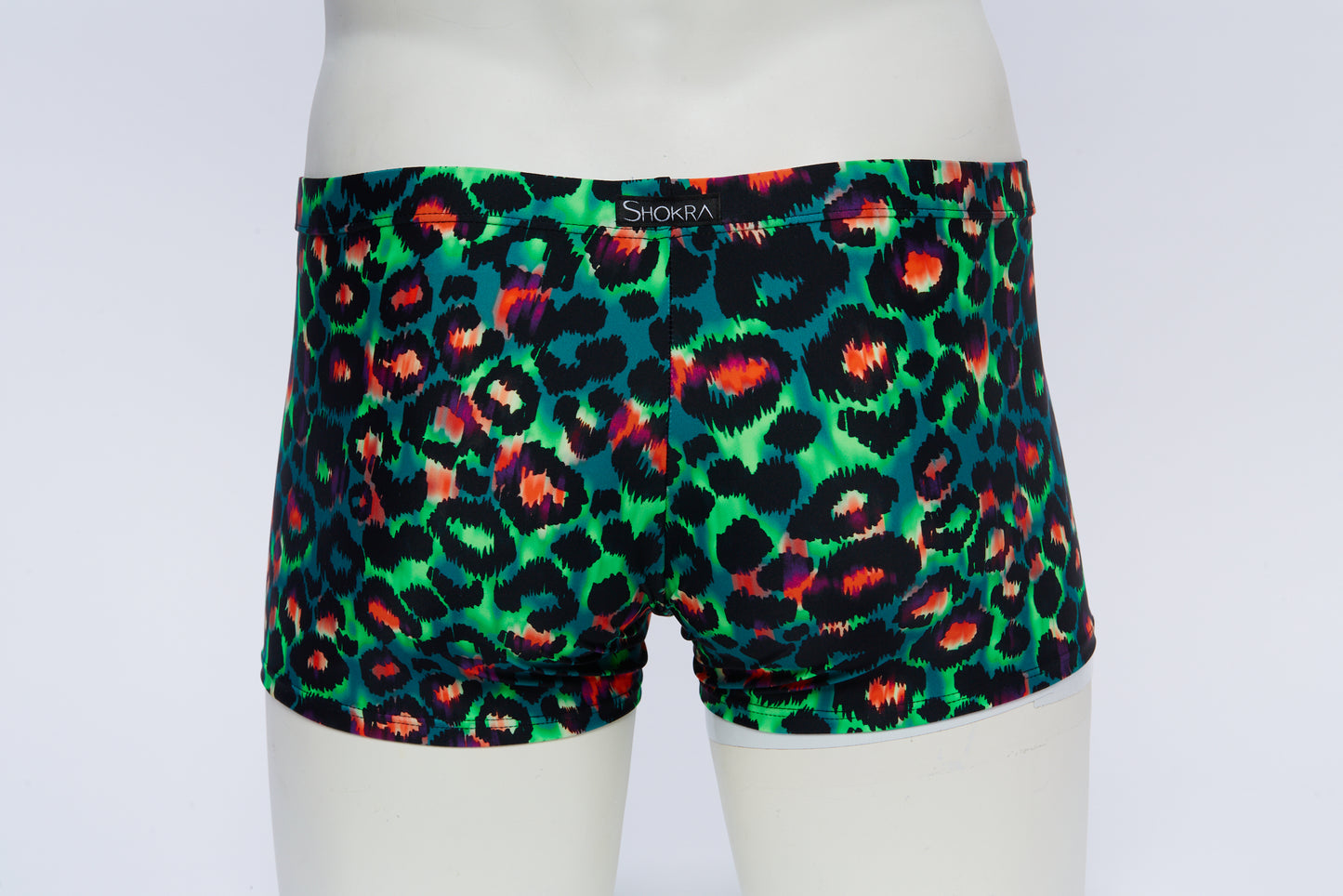 Men's Square Cut Short- Green Leopard