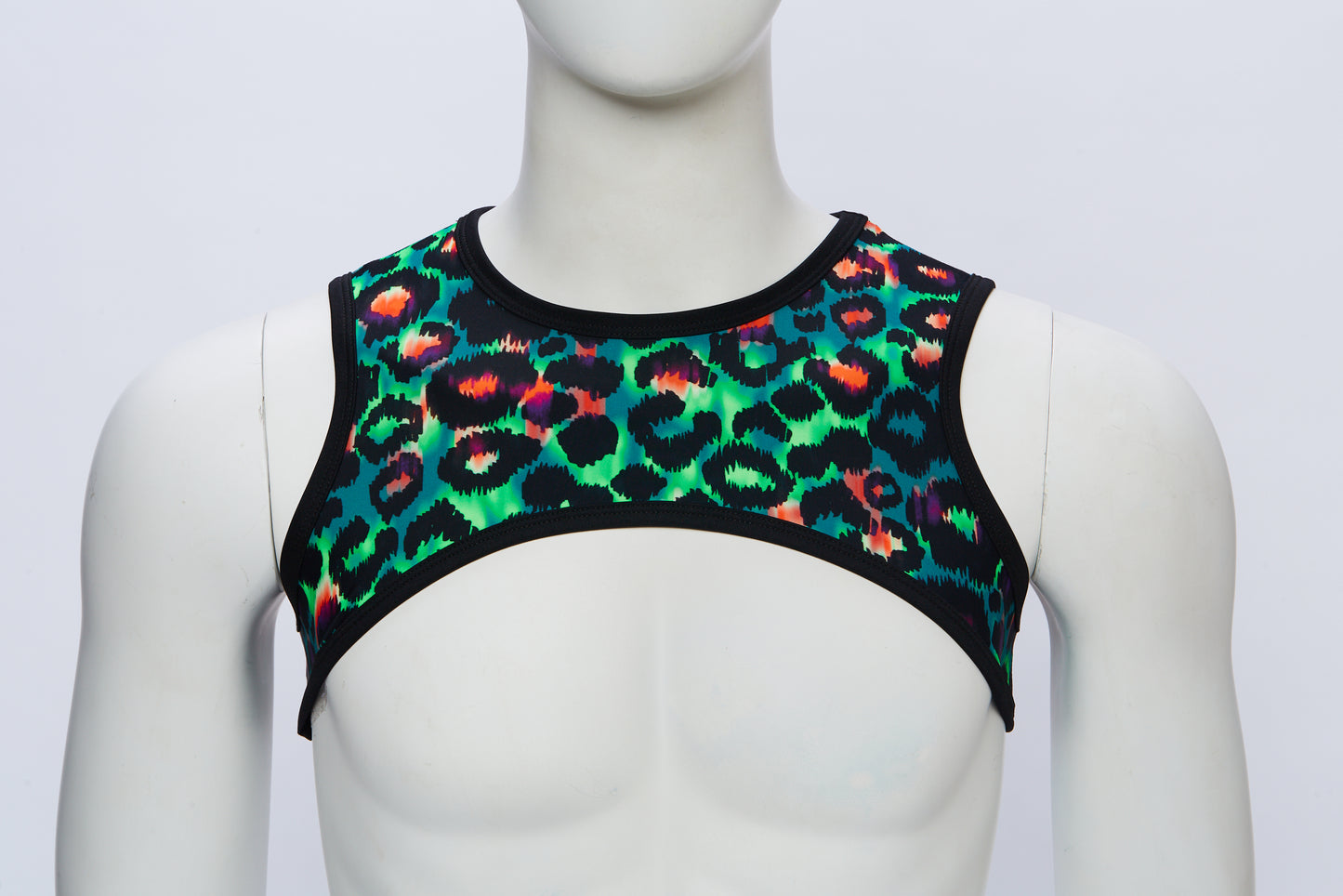 Men's Cropped Harness- Green Leopard