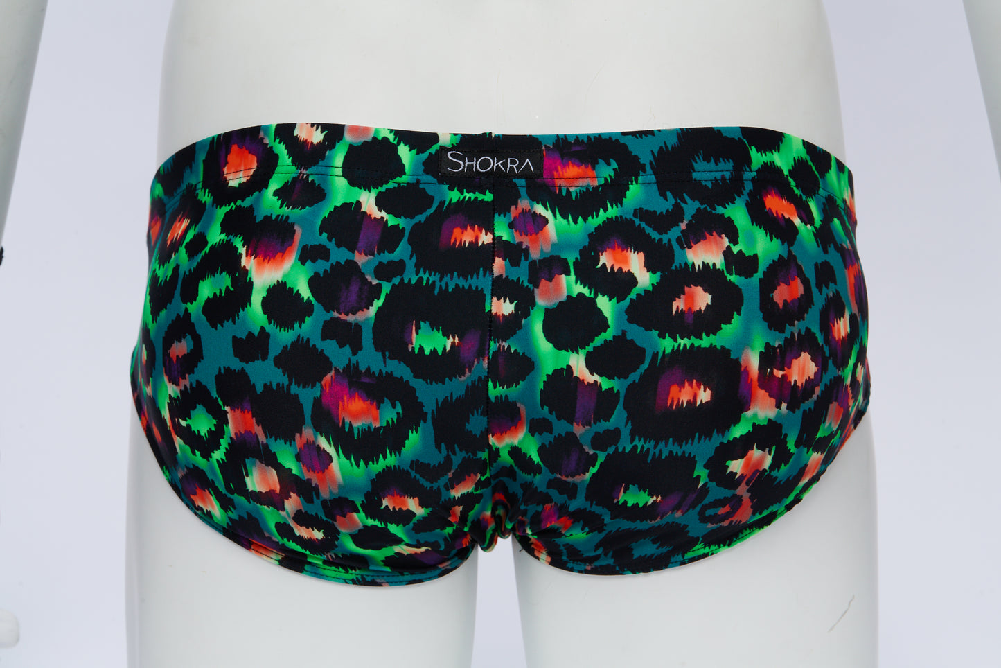 Men's Swim Brief- Green Leopard