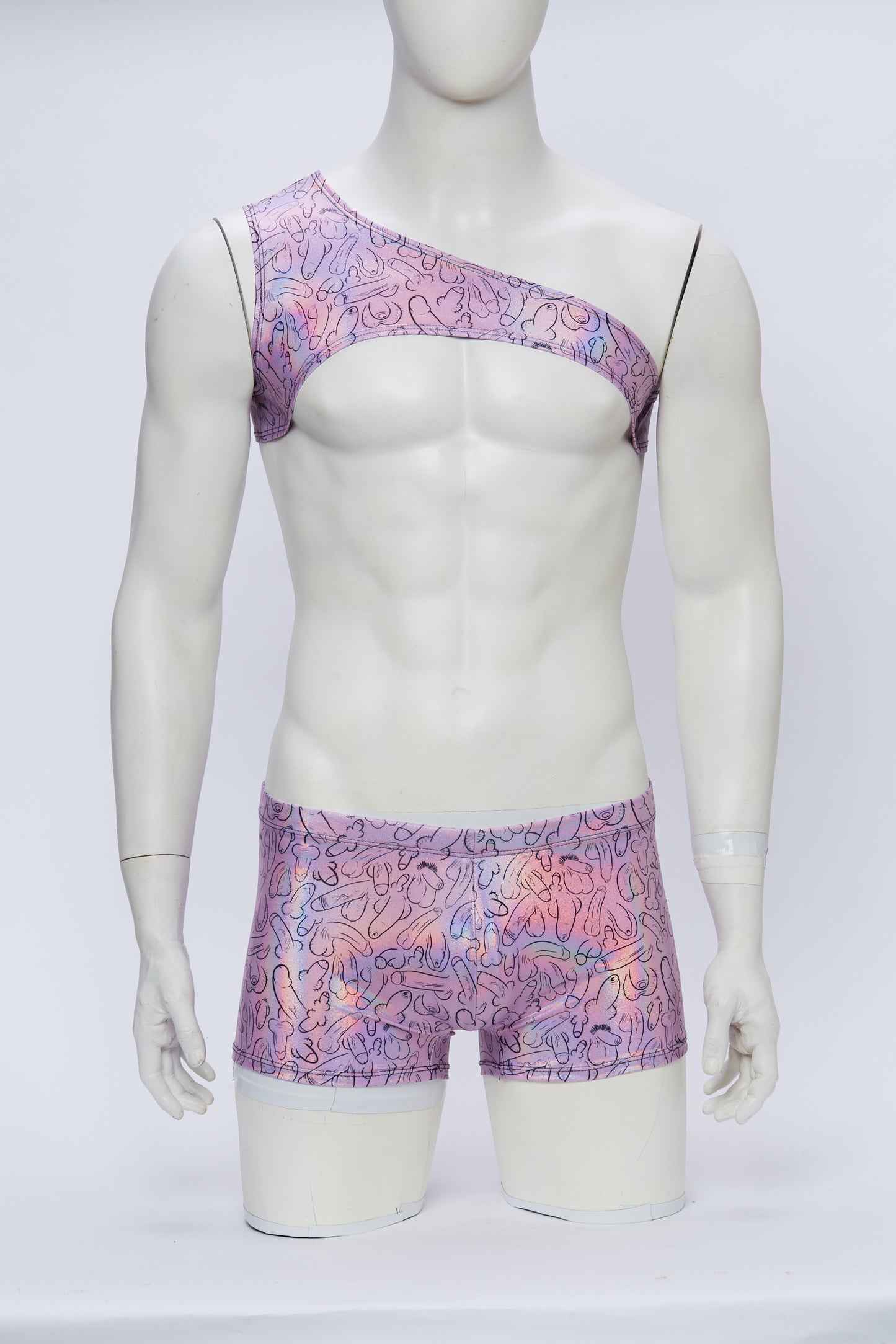 Weiner Fest Asymmetrical Harness with Square Cut Brief