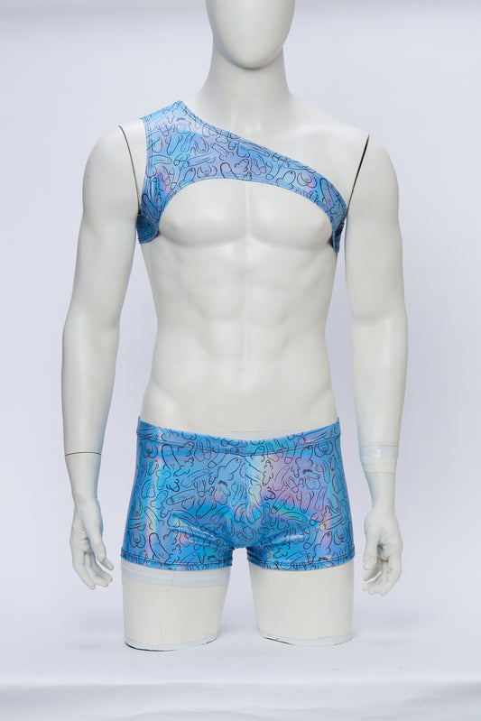 Weiner Fest Asymmetrical Harness with Square Cut Brief