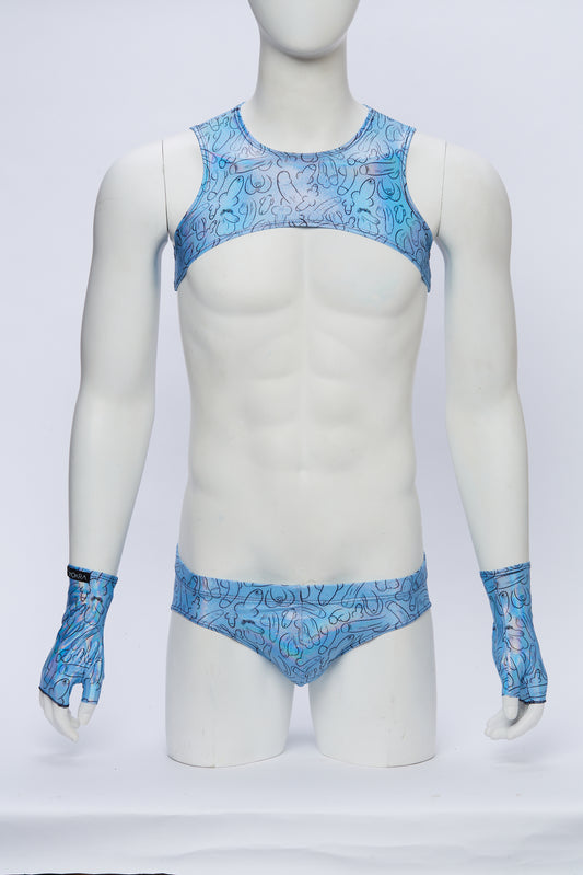 Weiner Fest Crop Top Harness with Brief and Glove