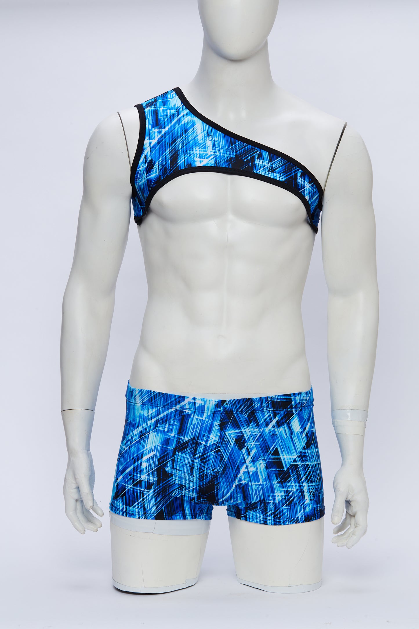 Men's Asymmetrical Harness- Blue Static