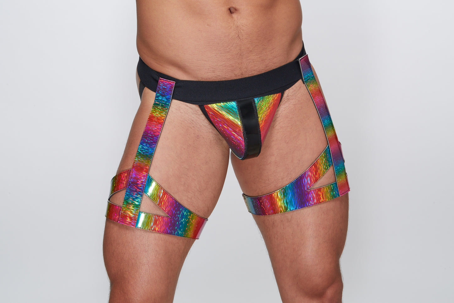 Garters - Cut Out Thighster/Rainbow Hologram