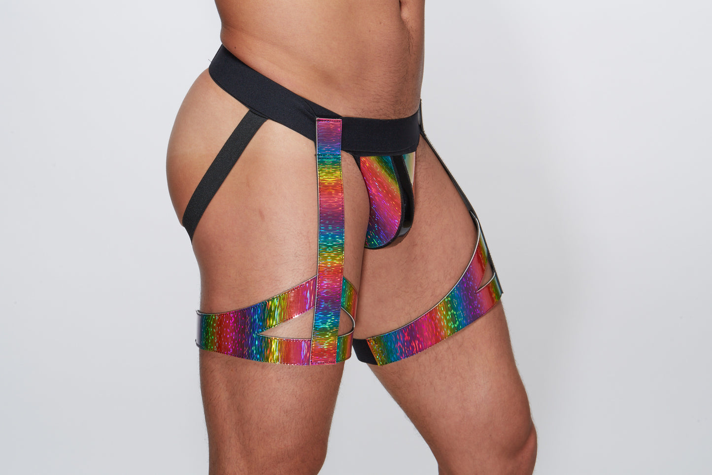 Garters - Cut Out Thighster/Rainbow Hologram