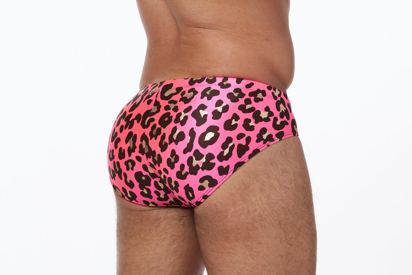 Men's Swim Brief- Pink Leopard